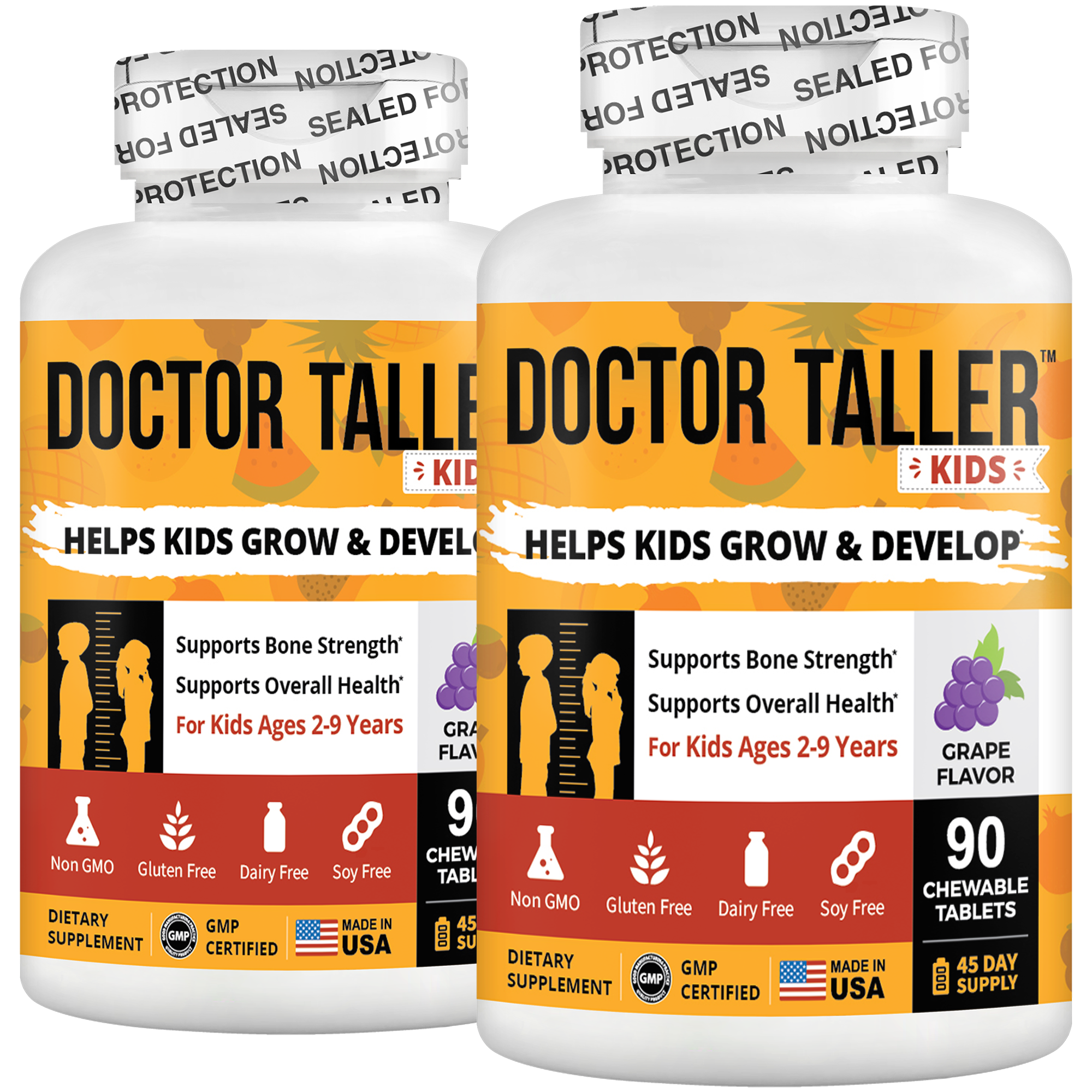 Doctor Taller Kids, Grape Multivitamins, Ages 2-9, 90 Vegan Chewables