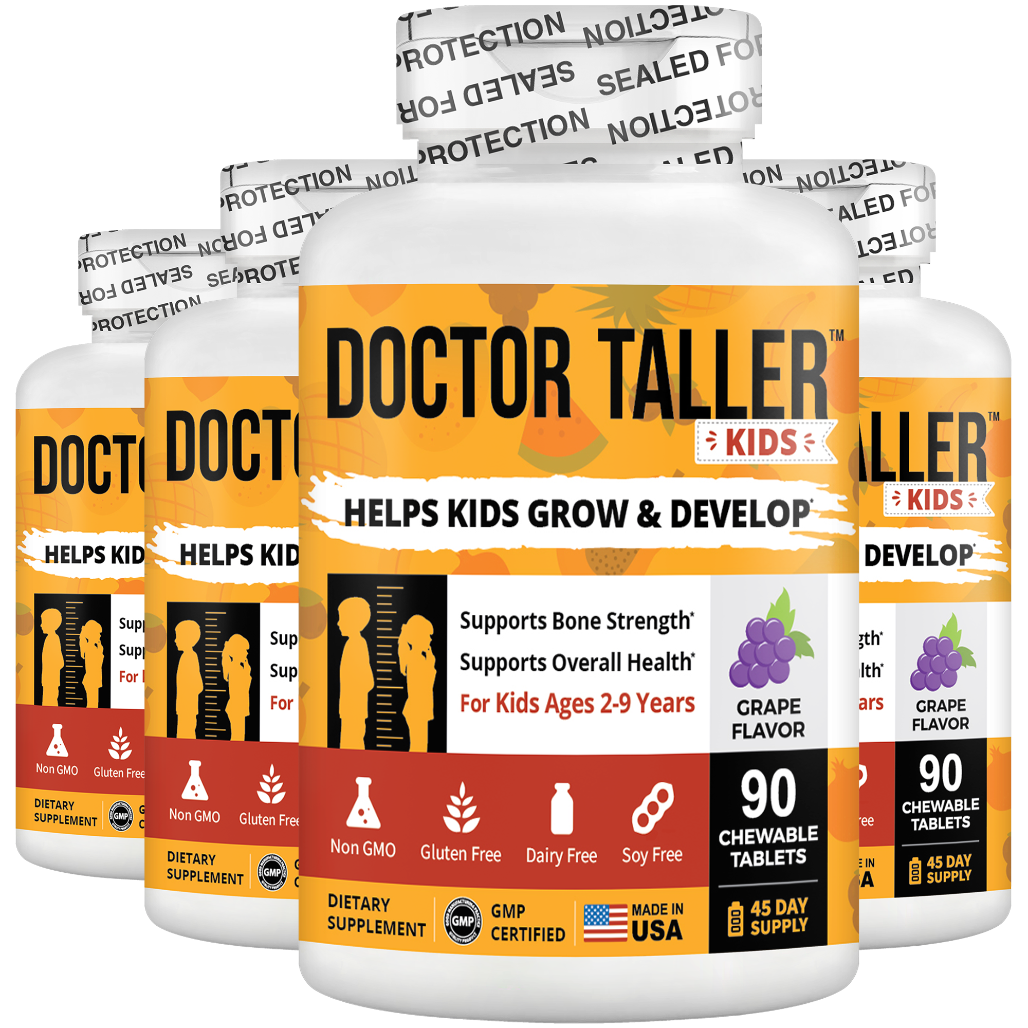 Doctor Taller Kids, Grape Multivitamins, Ages 2-9, 90 Vegan Chewables