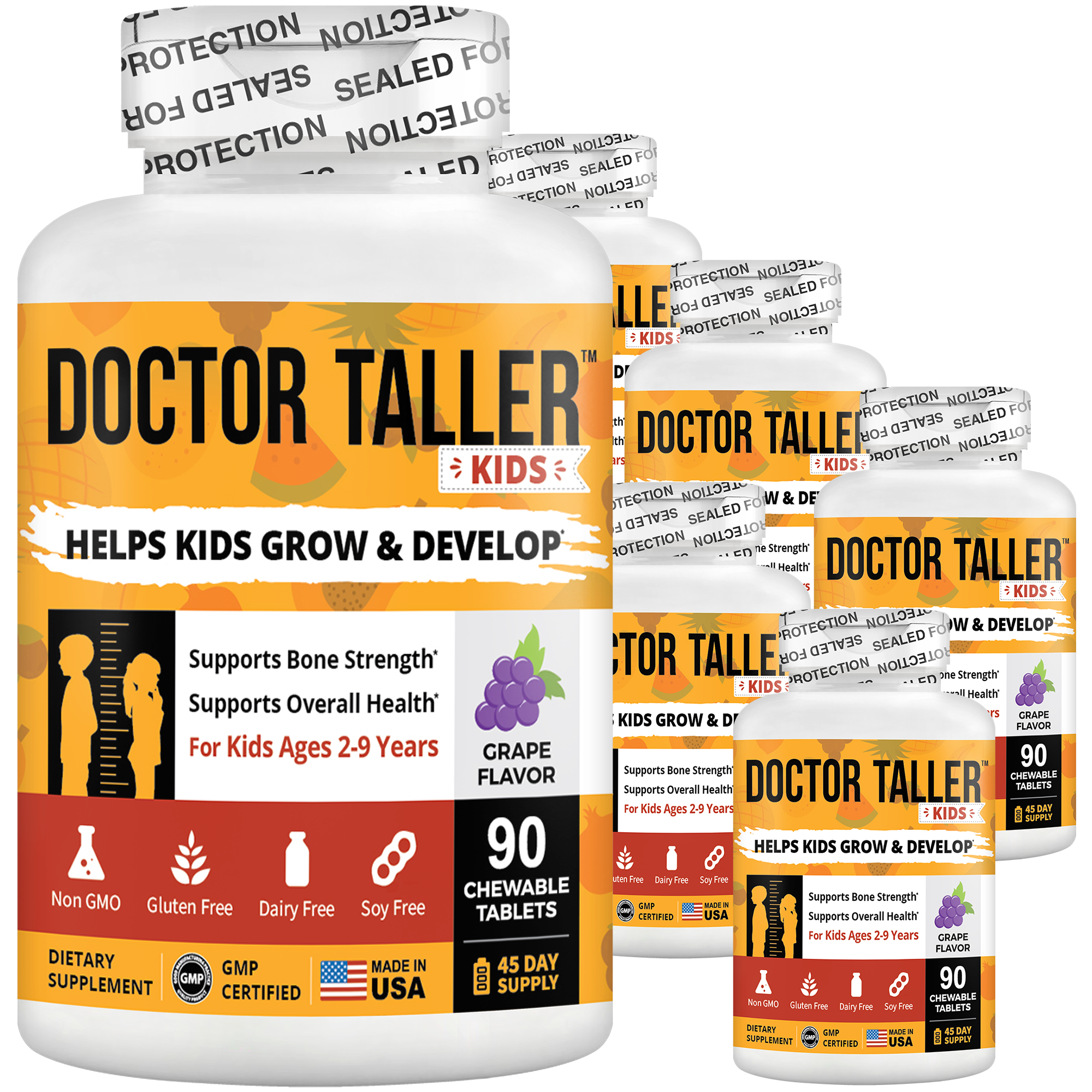 Doctor Taller Kids, Grape Multivitamins, Ages 2-9, 90 Vegan Chewables