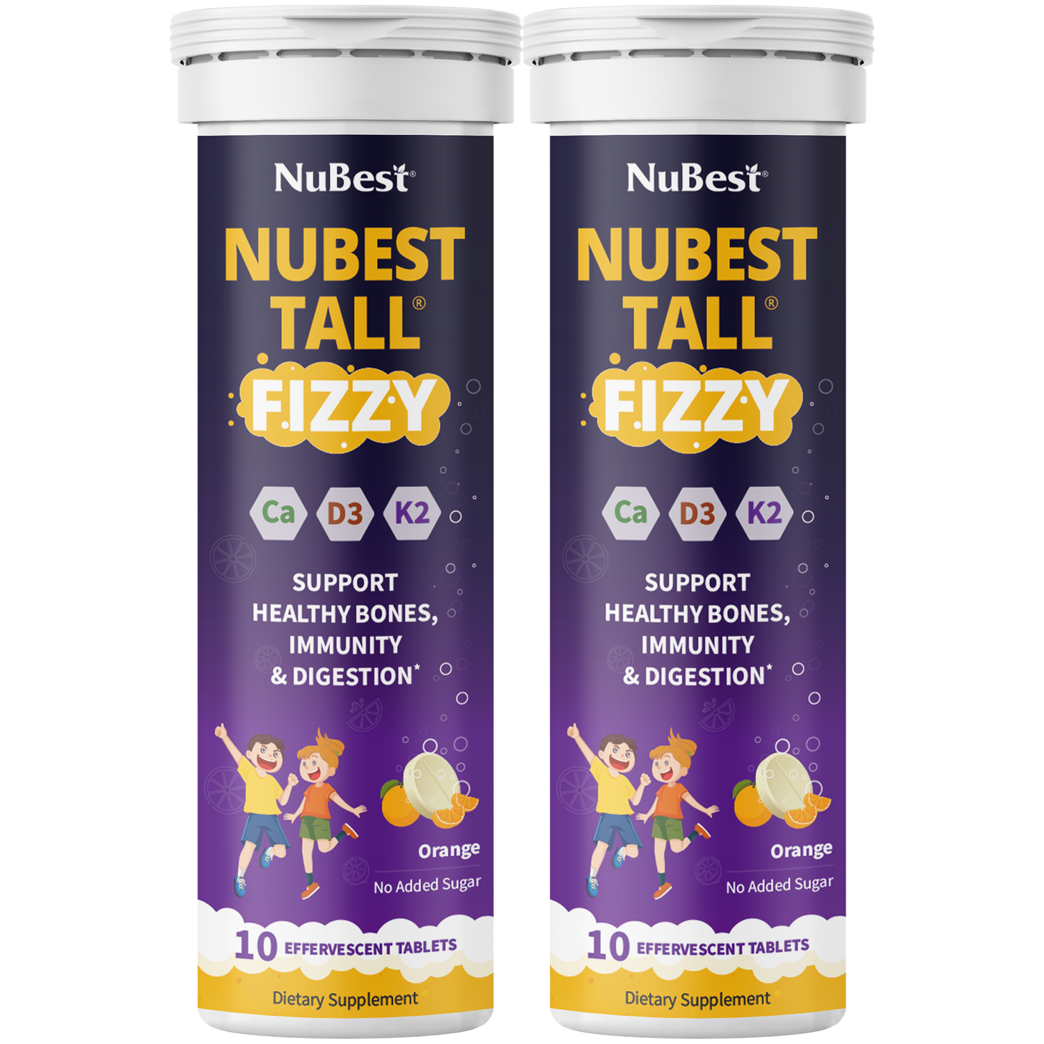 NuBest Tall Fizzy – Height Growth &amp; Bone Strength, Orange Flavor, 10