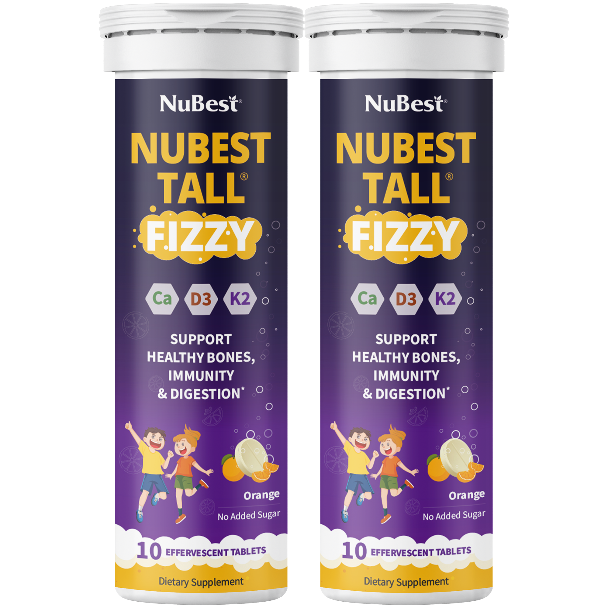 NuBest Tall Fizzy – Height Growth &amp; Bone Strength, Orange Flavor, 10
