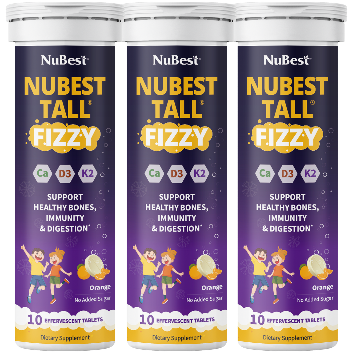 NuBest Tall Fizzy – Height Growth &amp; Bone Strength, Orange Flavor, 10