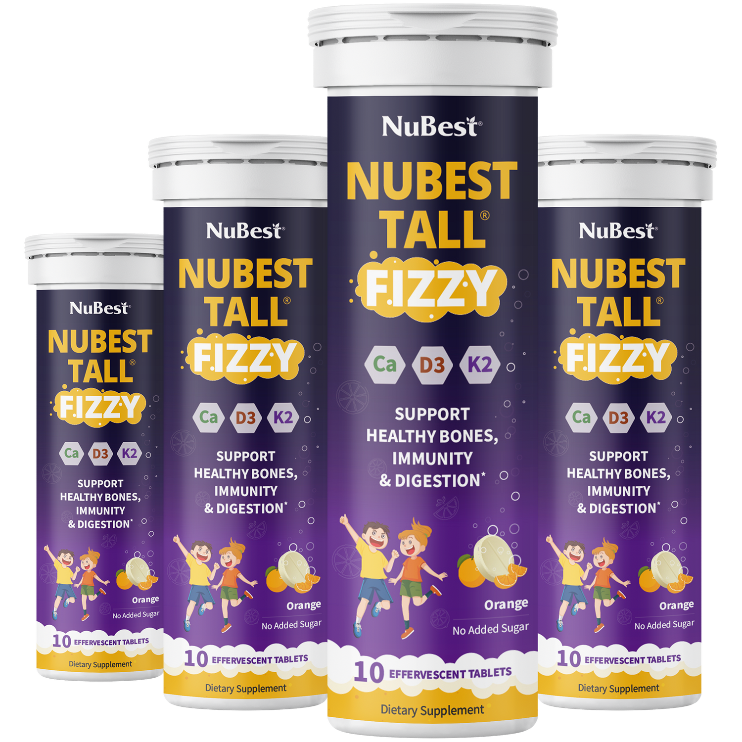 NuBest Tall Fizzy – Height Growth &amp; Bone Strength, Orange Flavor, 10