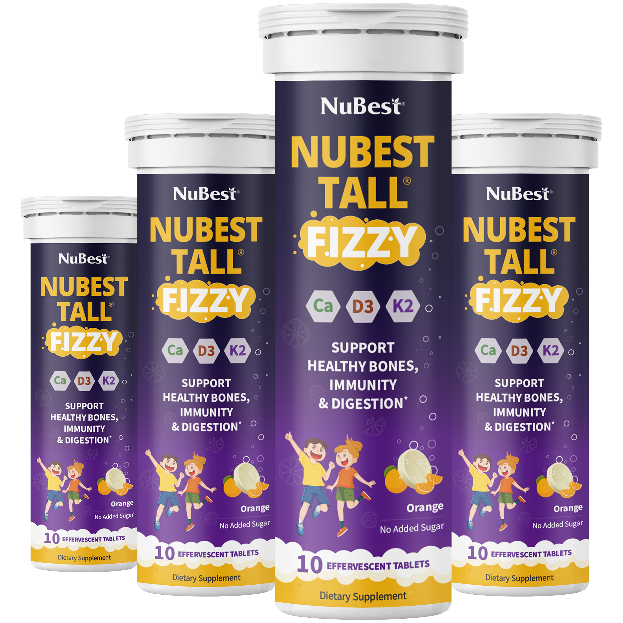 NuBest Tall Fizzy – Height Growth &amp; Bone Strength, Orange Flavor, 10