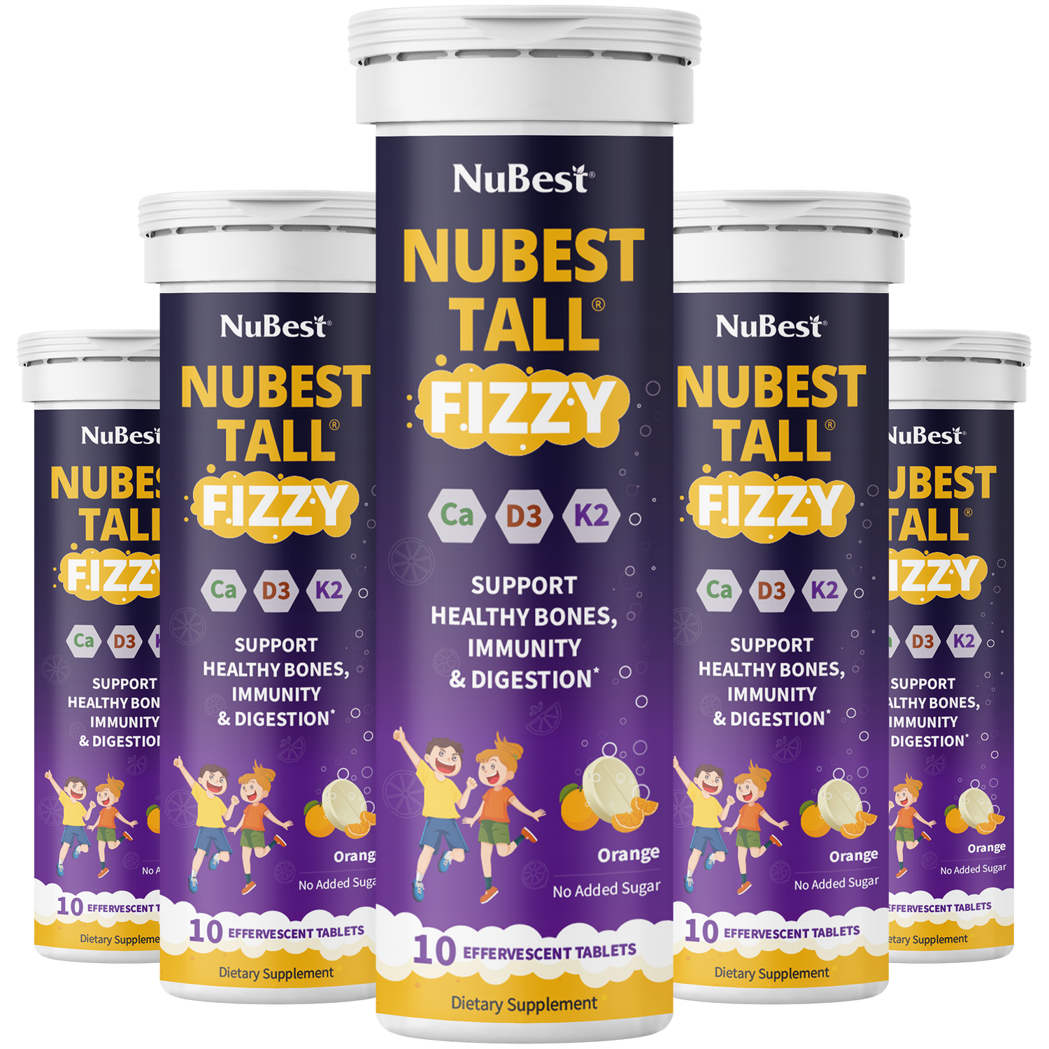 NuBest Tall Fizzy – Height Growth &amp; Bone Strength, Orange Flavor, 10