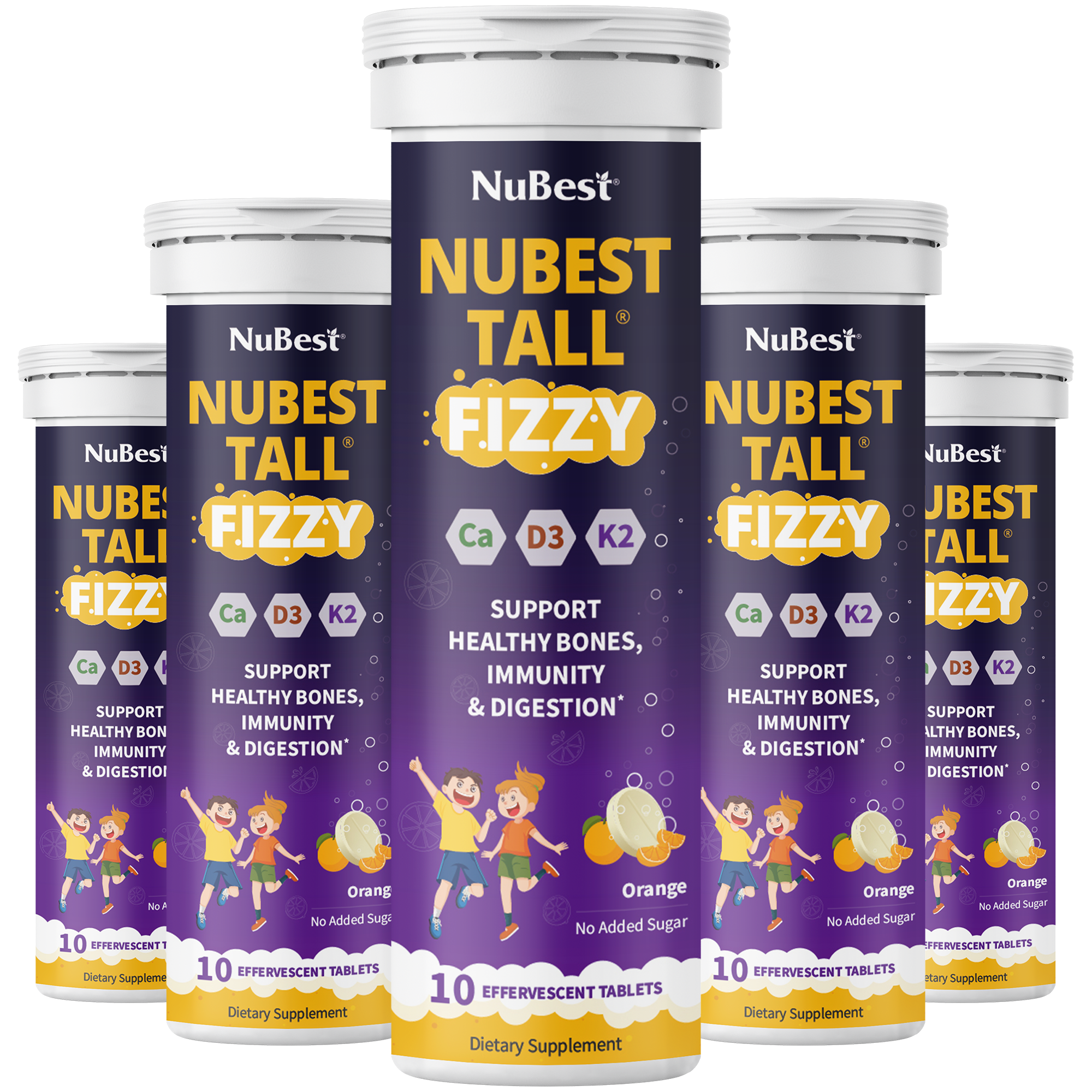 NuBest Tall Fizzy – Height Growth &amp; Bone Strength, Orange Flavor, 10