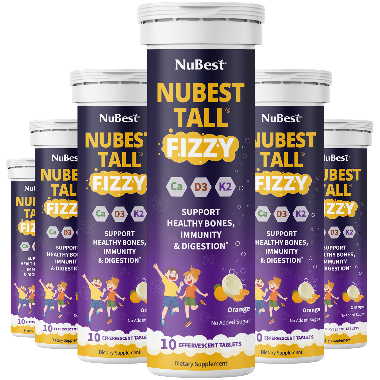 NuBest Tall Fizzy – Height Growth &amp; Bone Strength, Orange Flavor, 10