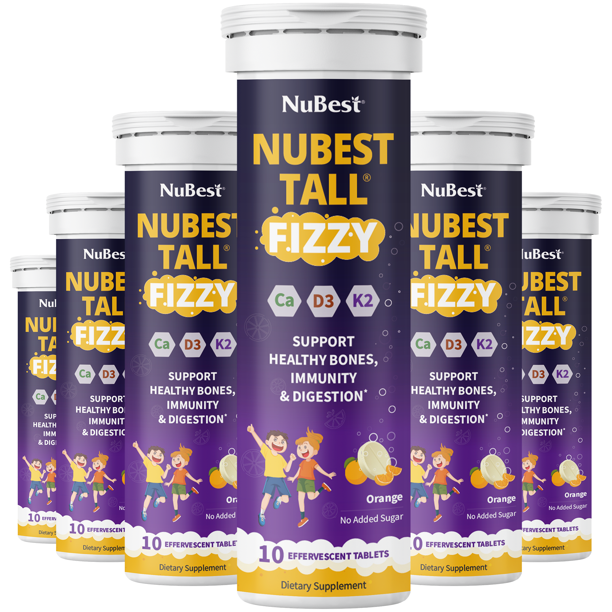NuBest Tall Fizzy – Height Growth &amp; Bone Strength, Orange Flavor, 10