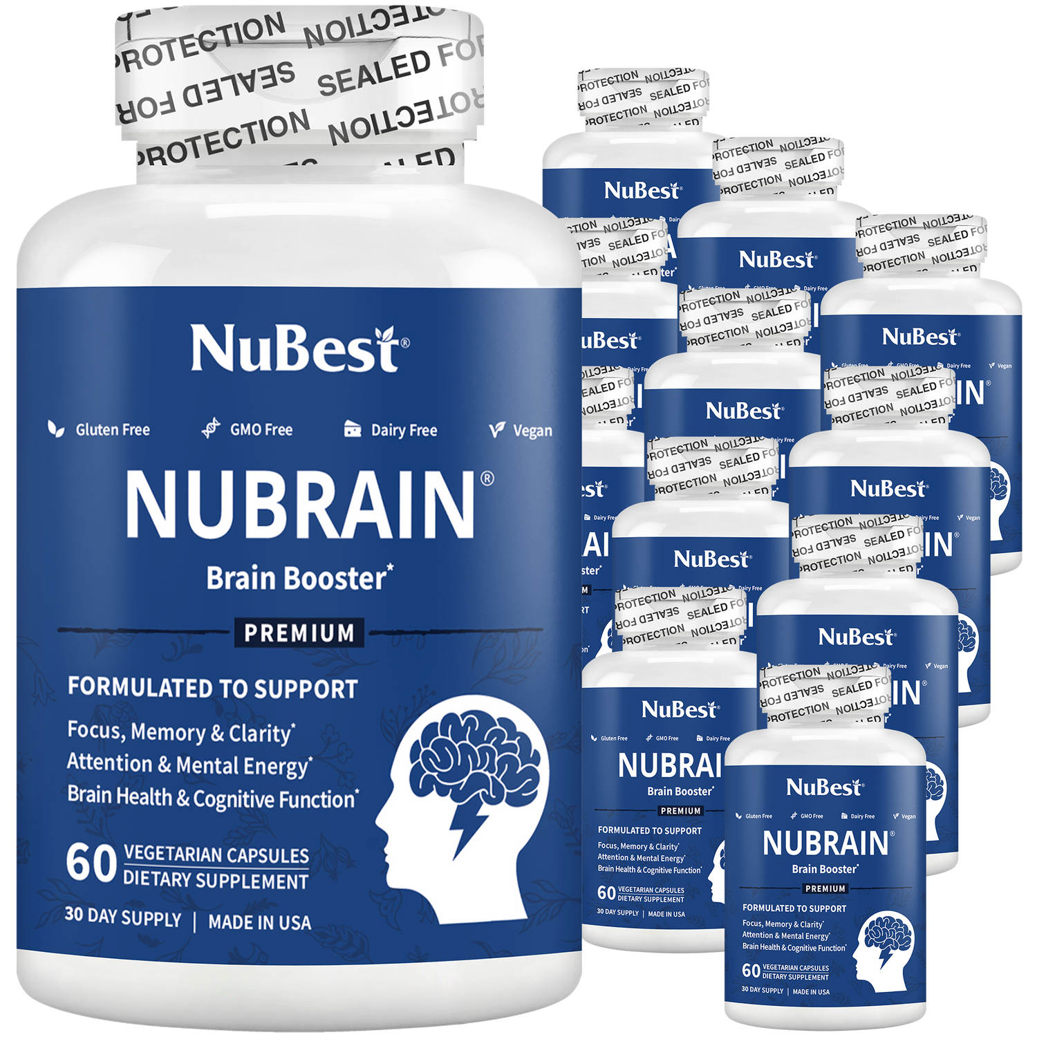 NuBrain – Advanced Brain Support for Focus &amp; Clarity, 60 Vegan