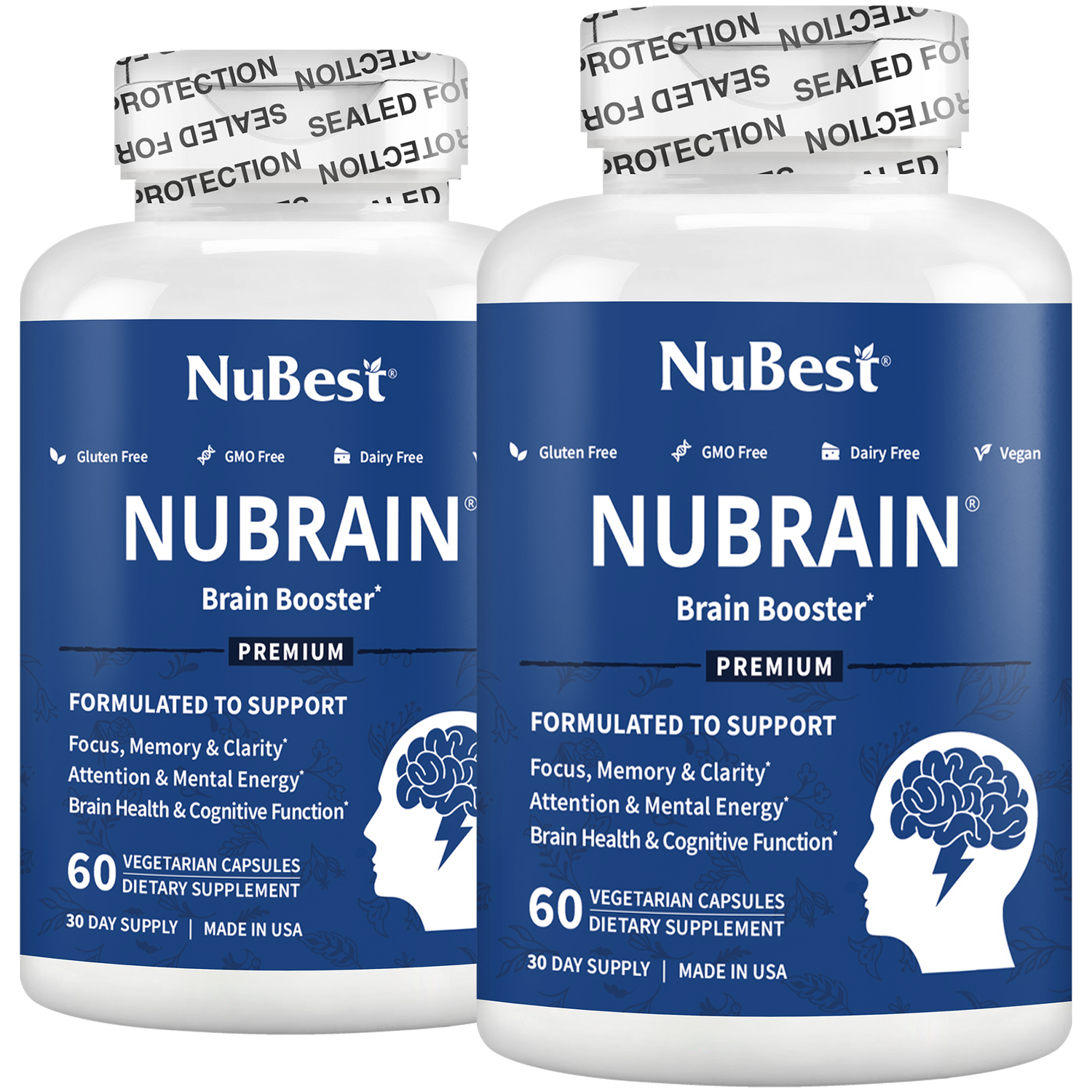 NuBrain – Advanced Brain Support for Focus &amp; Clarity, 60 Vegan