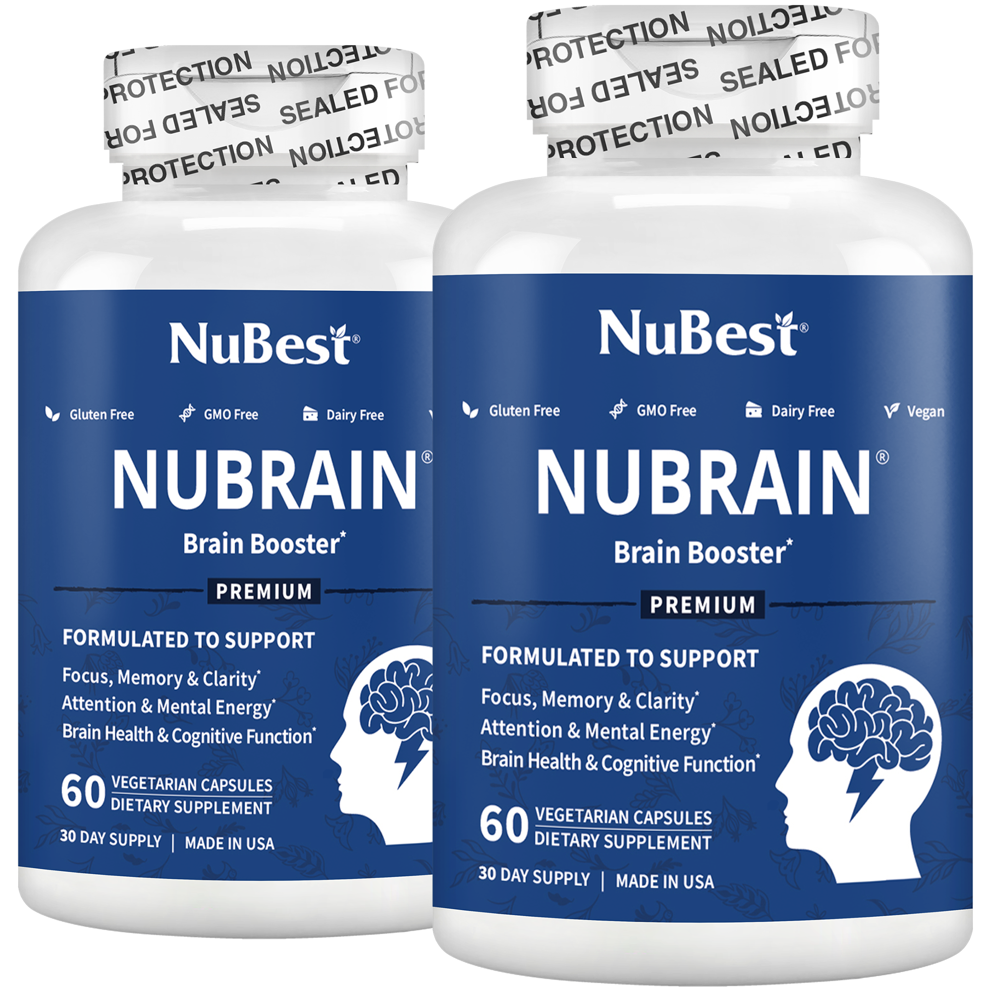NuBrain – Advanced Brain Support for Focus &amp; Clarity, 60 Vegan