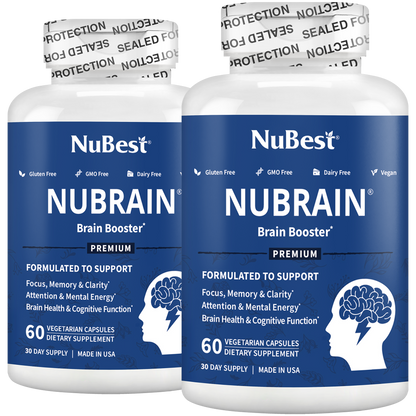 NuBrain – Advanced Brain Support for Focus &amp; Clarity, 60 Vegan