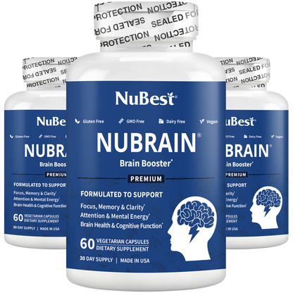 NuBrain – Advanced Brain Support for Focus &amp; Clarity, 60 Vegan