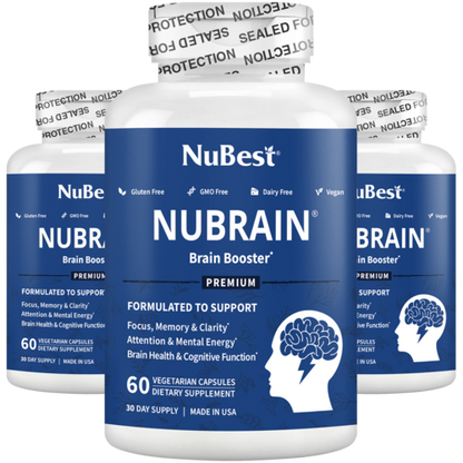 NuBrain – Advanced Brain Support for Focus &amp; Clarity, 60 Vegan