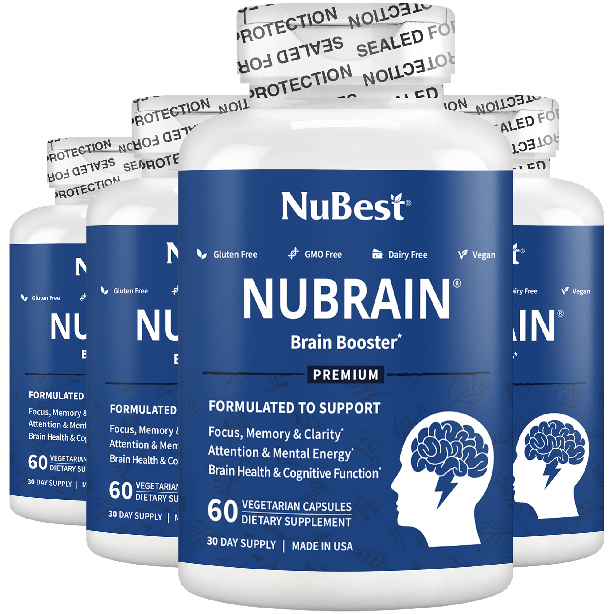 NuBrain – Advanced Brain Support for Focus &amp; Clarity, 60 Vegan