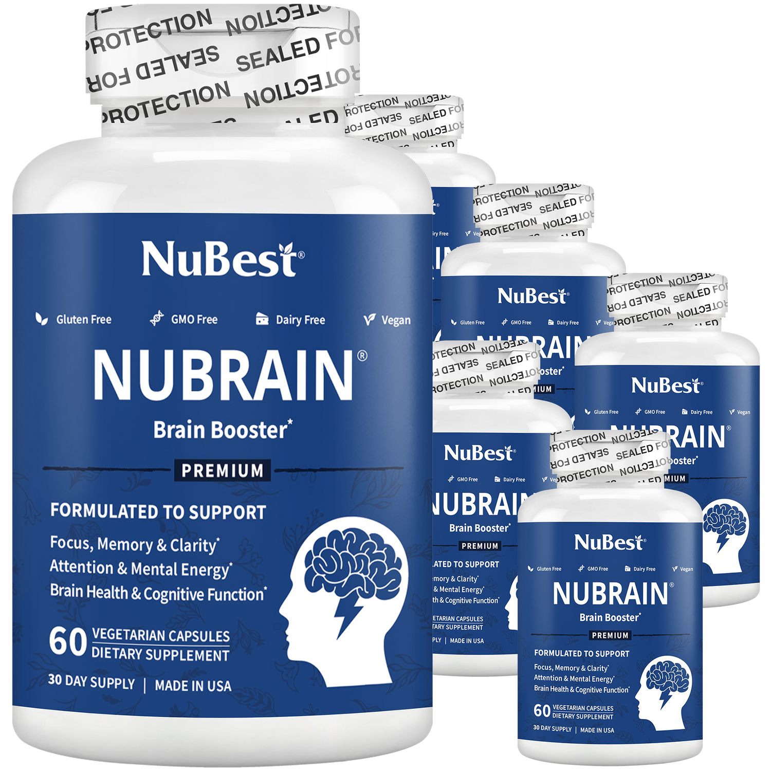 NuBrain – Advanced Brain Support for Focus &amp; Clarity, 60 Vegan
