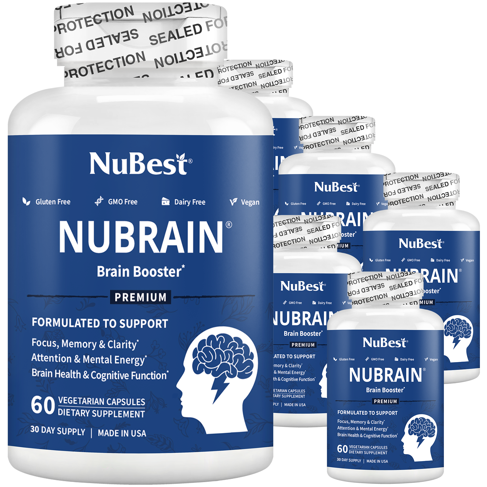NuBrain – Advanced Brain Support for Focus &amp; Clarity, 60 Vegan