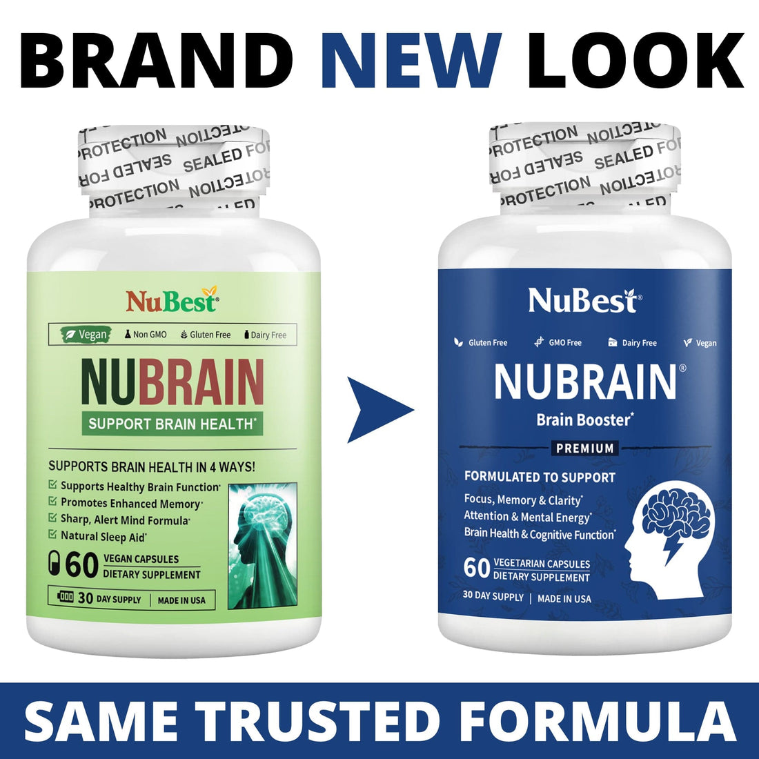 NuBrain – Advanced Brain Support for Focus &amp; Clarity, 60 Vegan