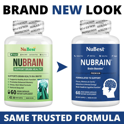 NuBrain – Advanced Brain Support for Focus &amp; Clarity, 60 Vegan